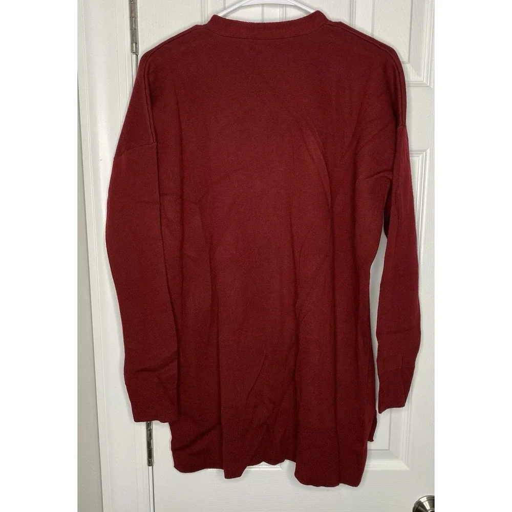 J Crew‎ Women's Merino Wool V Neck Long Line Cardigan Red Size XL - Picture 4 of 8